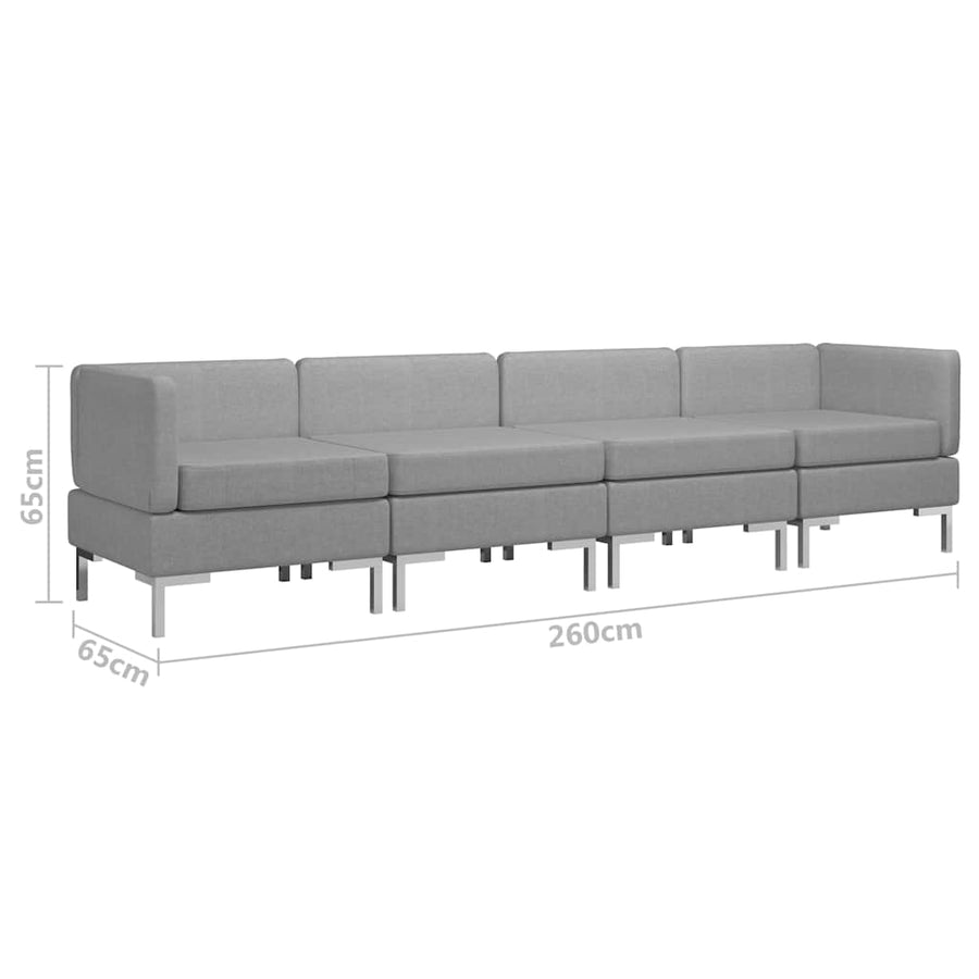 4 Piece Sofa Set Fabric Light Grey