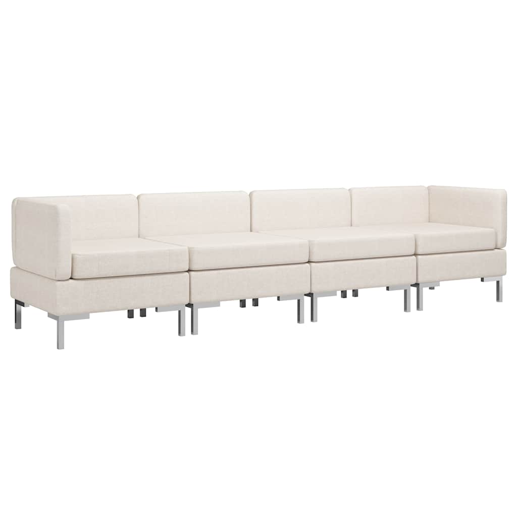 4 Piece Sofa Set Fabric Cream