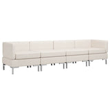 4 Piece Sofa Set Fabric Cream