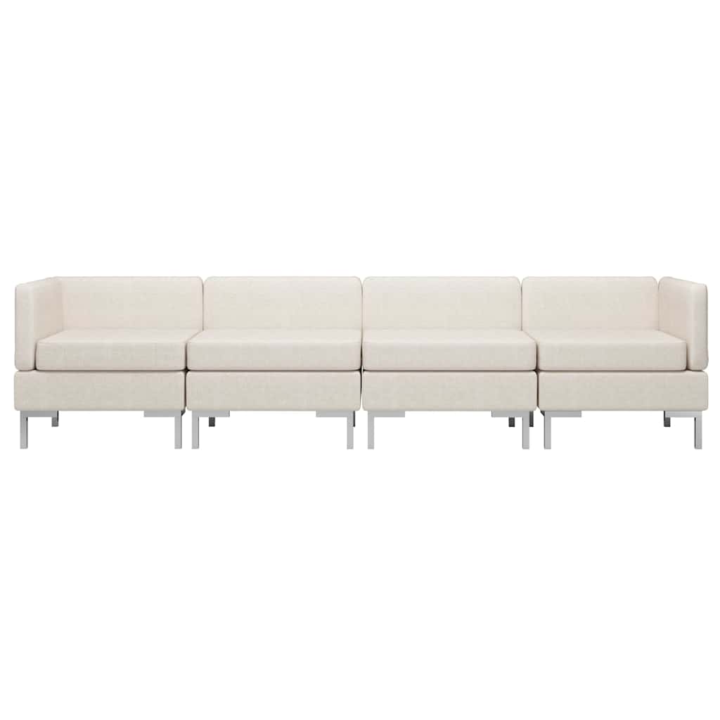 4 Piece Sofa Set Fabric Cream