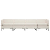4 Piece Sofa Set Fabric Cream - Side View