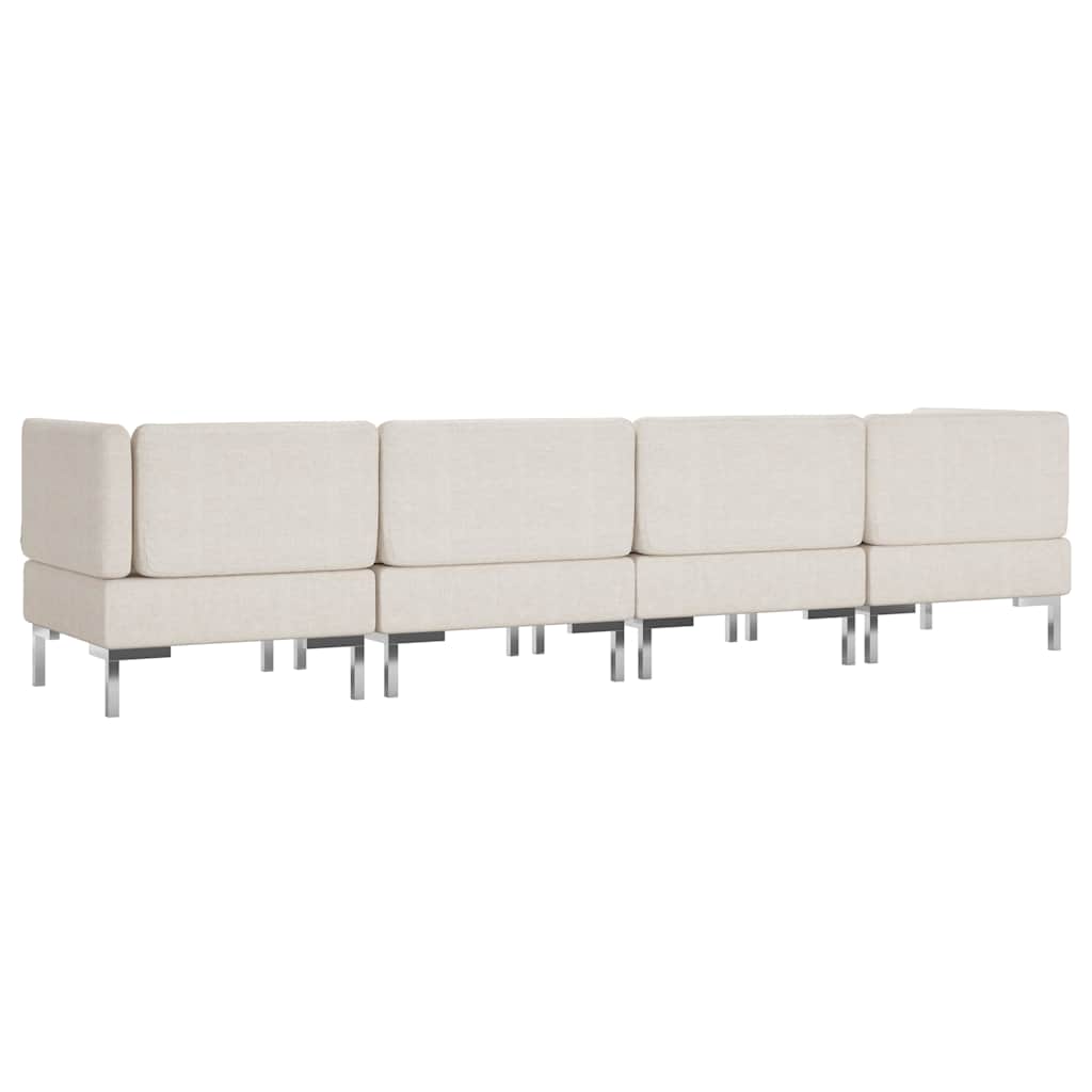 4 Piece Sofa Set Fabric Cream