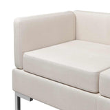 4 Piece Sofa Set Fabric Cream