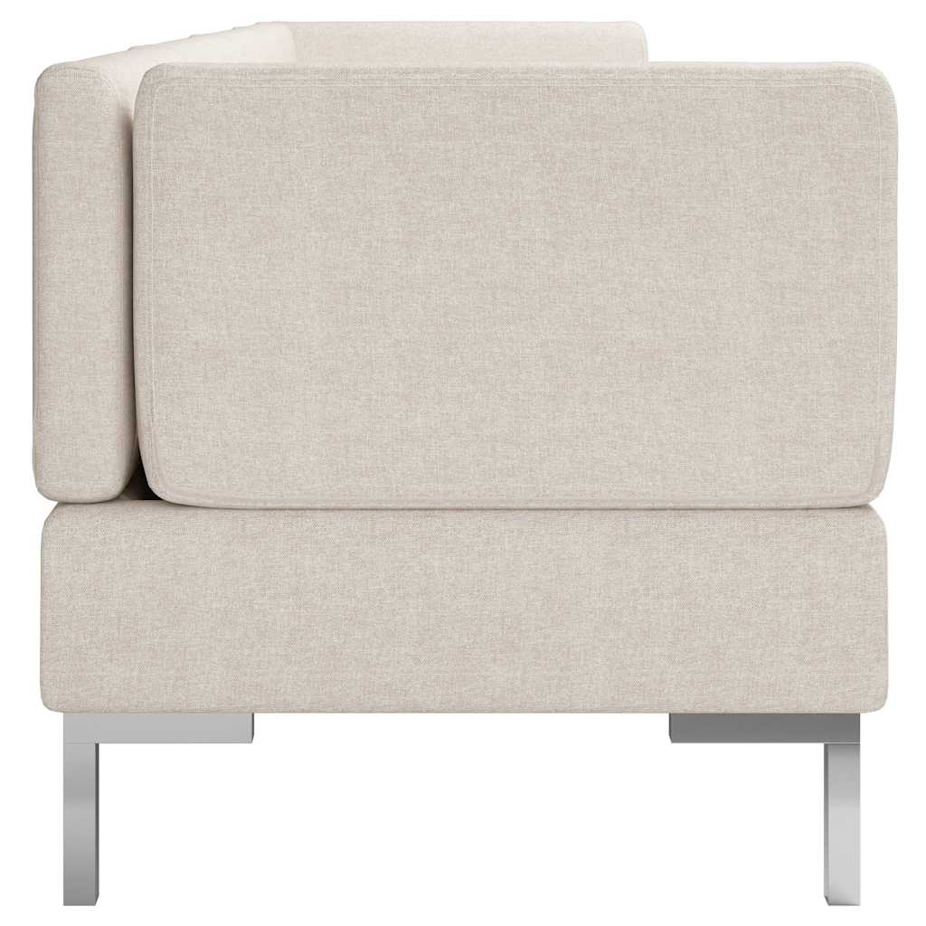 4 Piece Sofa Set Fabric Cream