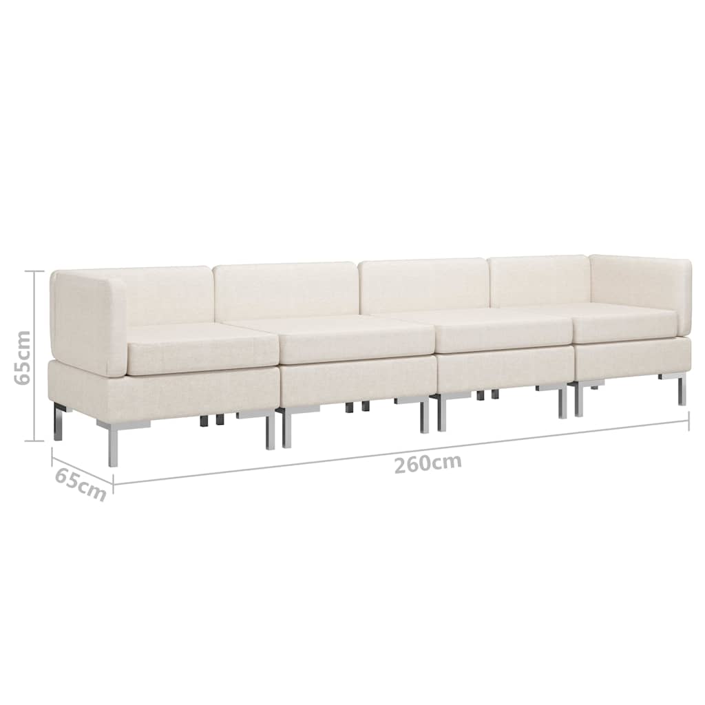 4 Piece Sofa Set Fabric Cream