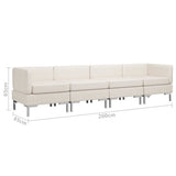 4 Piece Sofa Set Fabric Cream - Low Angle