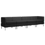4 Piece Sofa Set Fabric Black