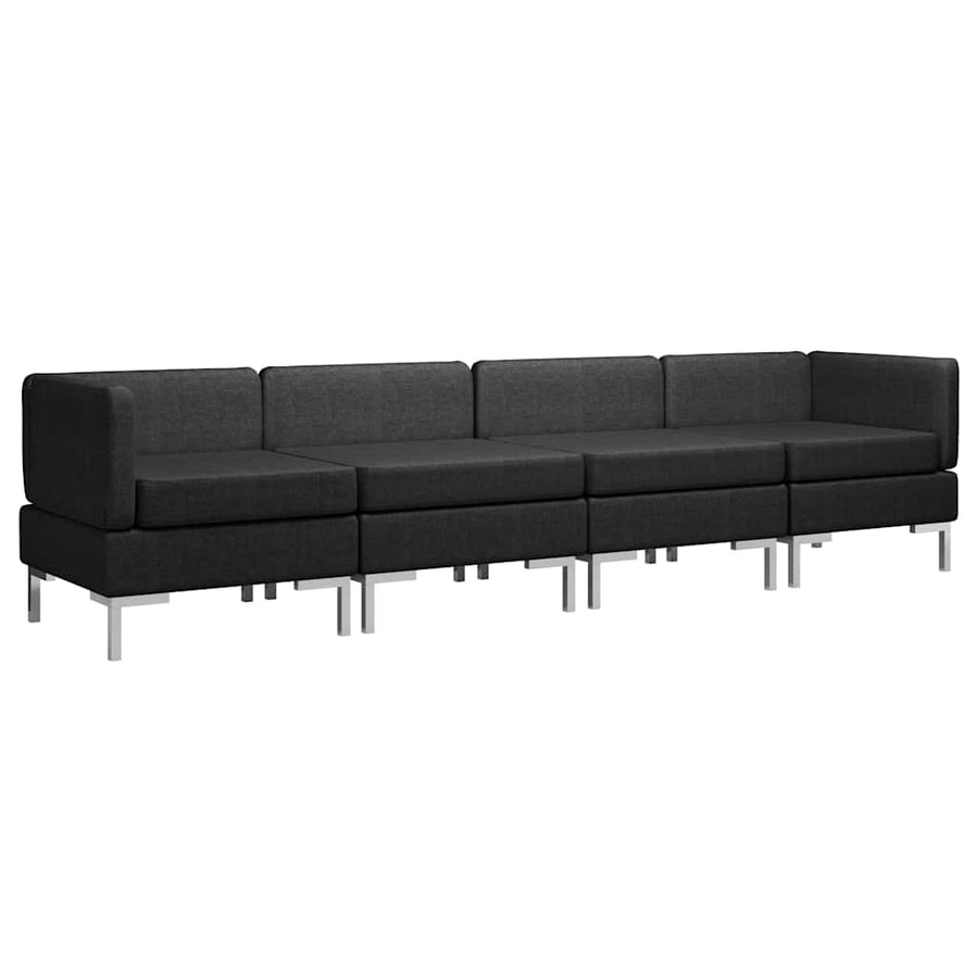 4 Piece Sofa Set Fabric Black