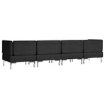4 Piece Sofa Set Fabric Black