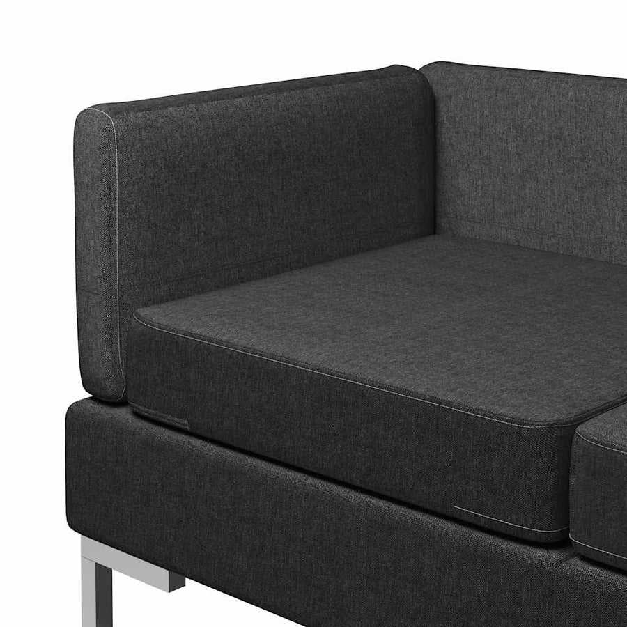 4 Piece Sofa Set Fabric Black