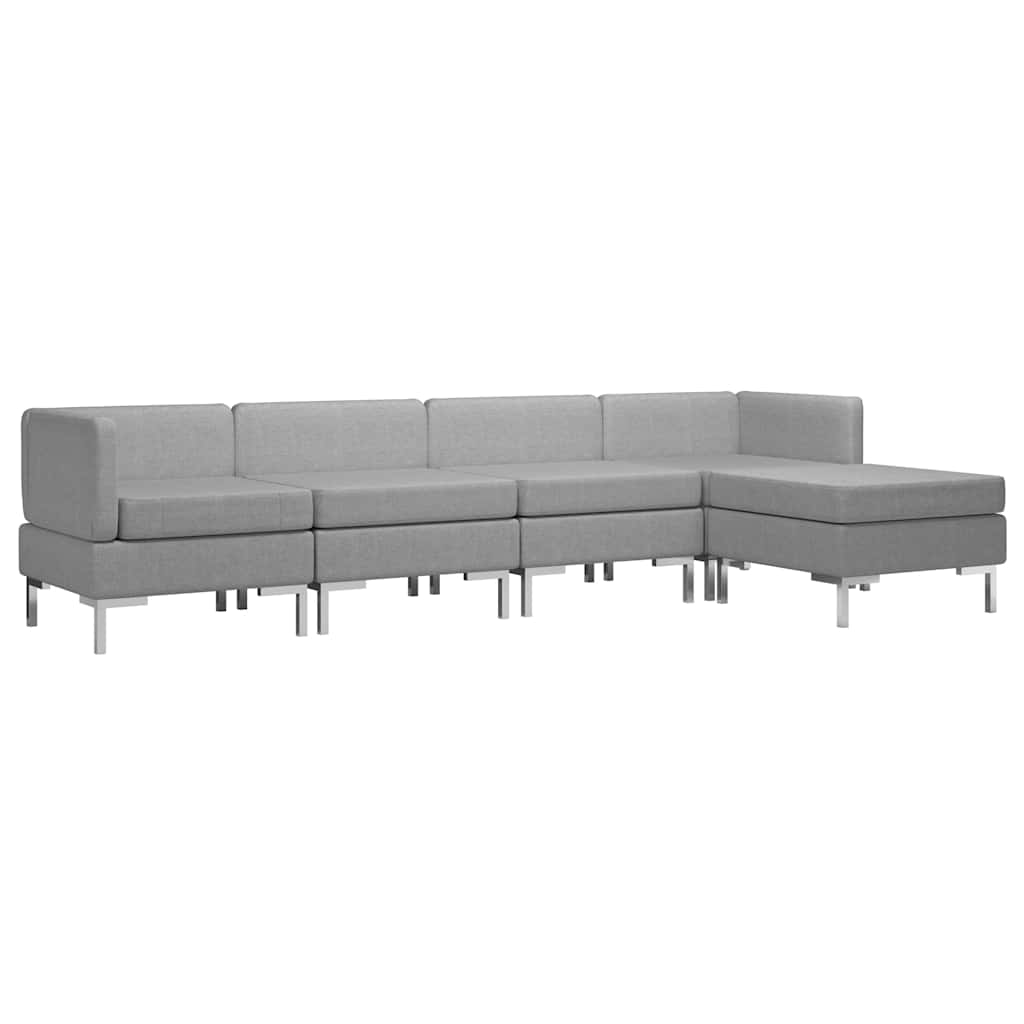 5 Piece Sofa Set Fabric Light Grey