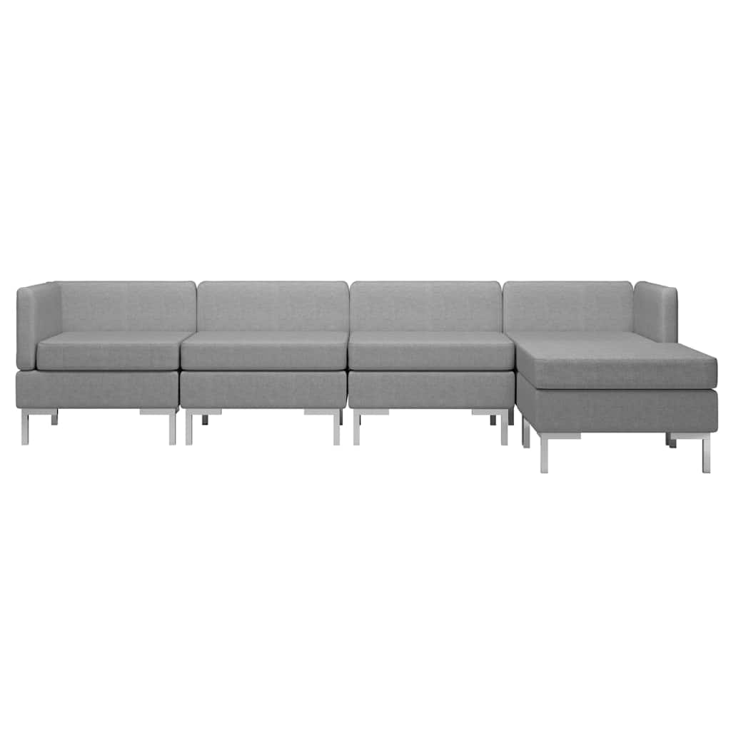 5 Piece Sofa Set Fabric Light Grey