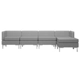 5 Piece Sofa Set Fabric Light Grey - Side View