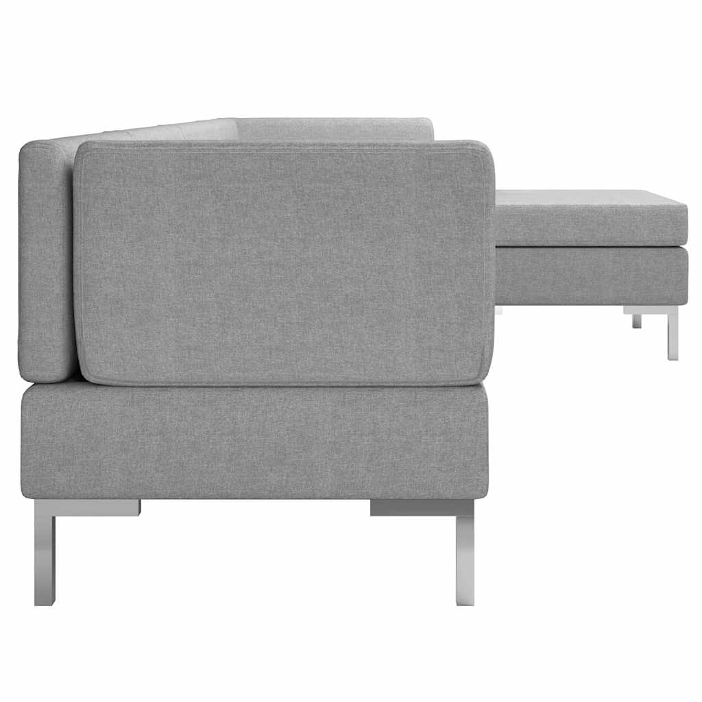 5 Piece Sofa Set Fabric Light Grey