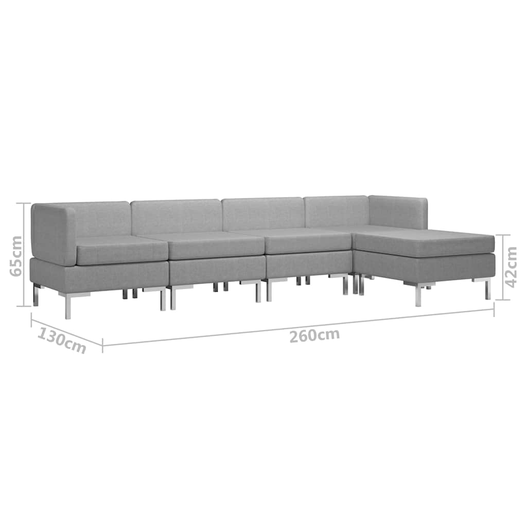 5 Piece Sofa Set Fabric Light Grey