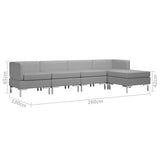 5 Piece Sofa Set Fabric Light Grey - Low Angle