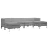 6 Piece Sofa Set Fabric Light Grey - Front View