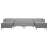 6 Piece Sofa Set Fabric Light Grey - Side View