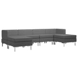6 Piece Sofa Set Fabric Dark Grey - Front View