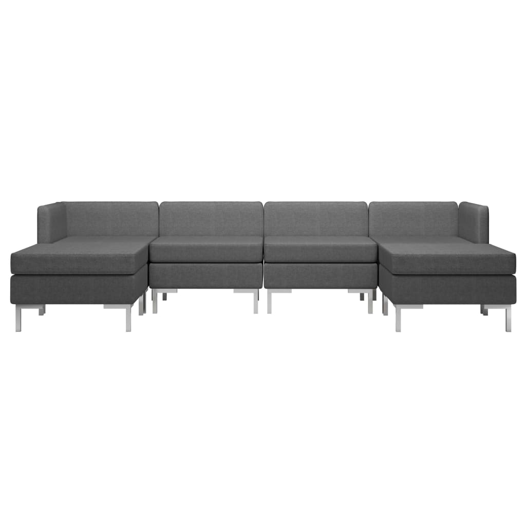 6 Piece Sofa Set Fabric Dark Grey