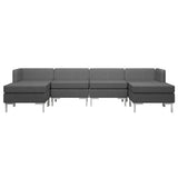 6 Piece Sofa Set Fabric Dark Grey