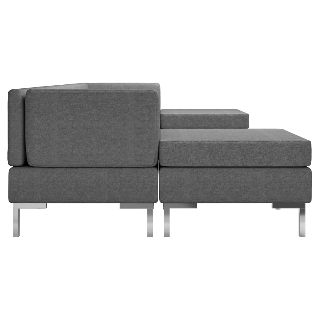 6 Piece Sofa Set Fabric Dark Grey