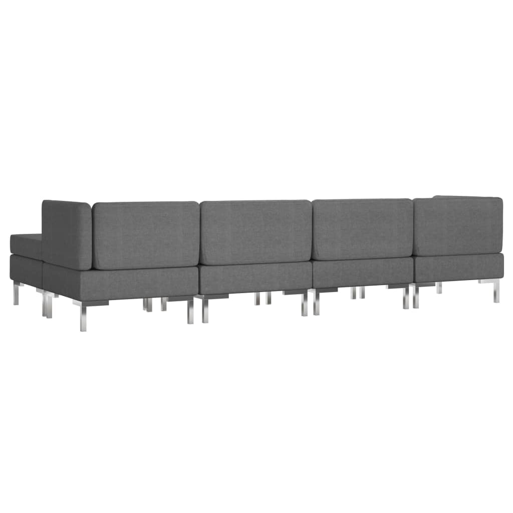 6 Piece Sofa Set Fabric Dark Grey