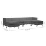 6 Piece Sofa Set Fabric Dark Grey - Low Angle