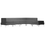 6 Piece Sofa Set Fabric Dark Grey - Front View
