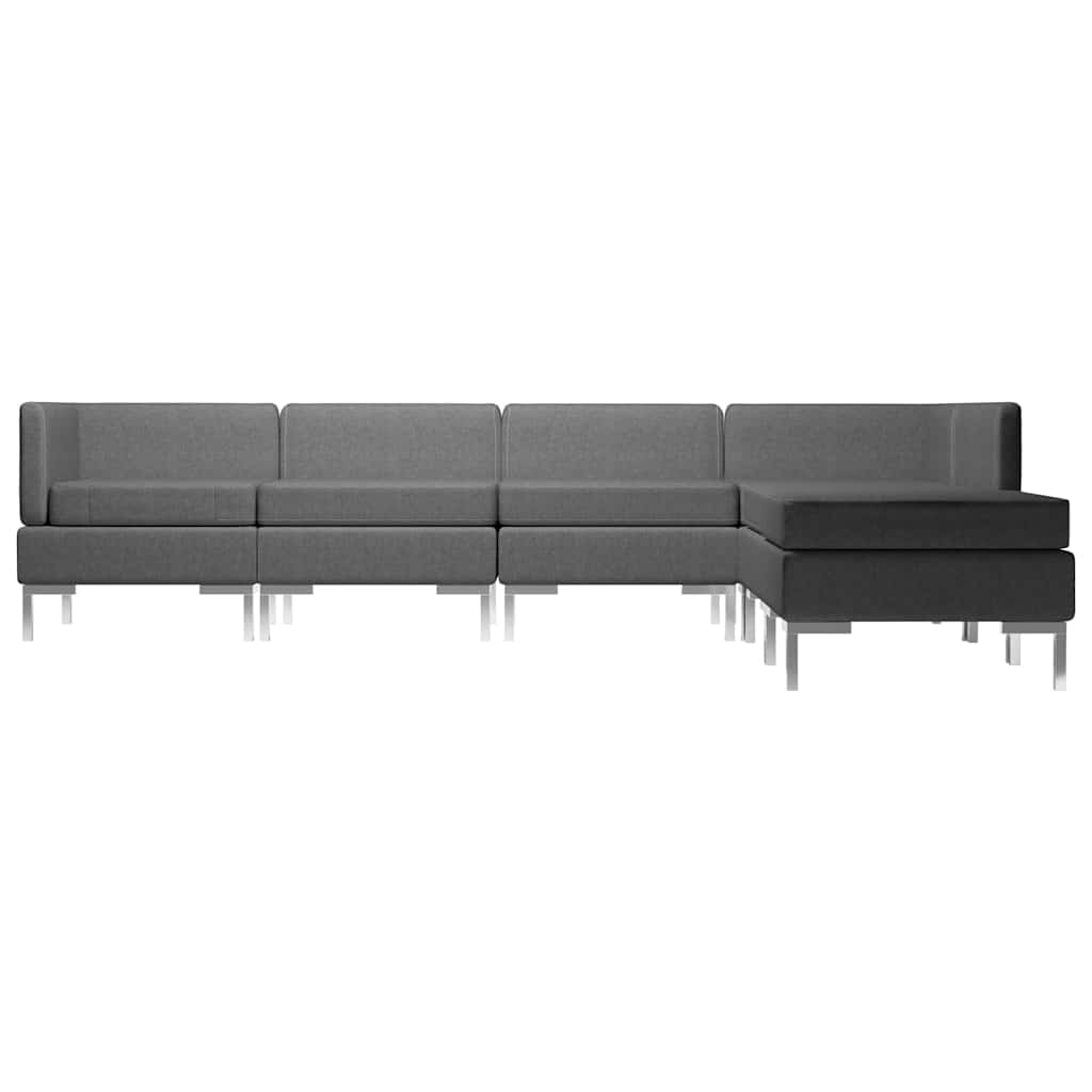 6 Piece Sofa Set Fabric Dark Grey