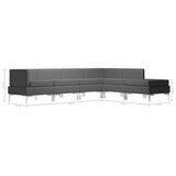 6 Piece Sofa Set Fabric Dark Grey - Low Angle