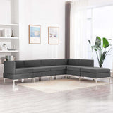 6 Piece Sofa Set Fabric Dark Grey