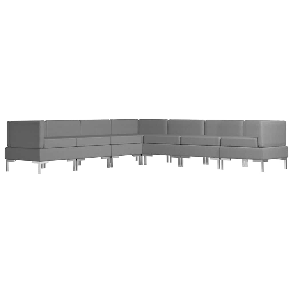 7 Piece Sofa Set Fabric Light Grey