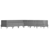 7 Piece Sofa Set Fabric Light Grey - Front View