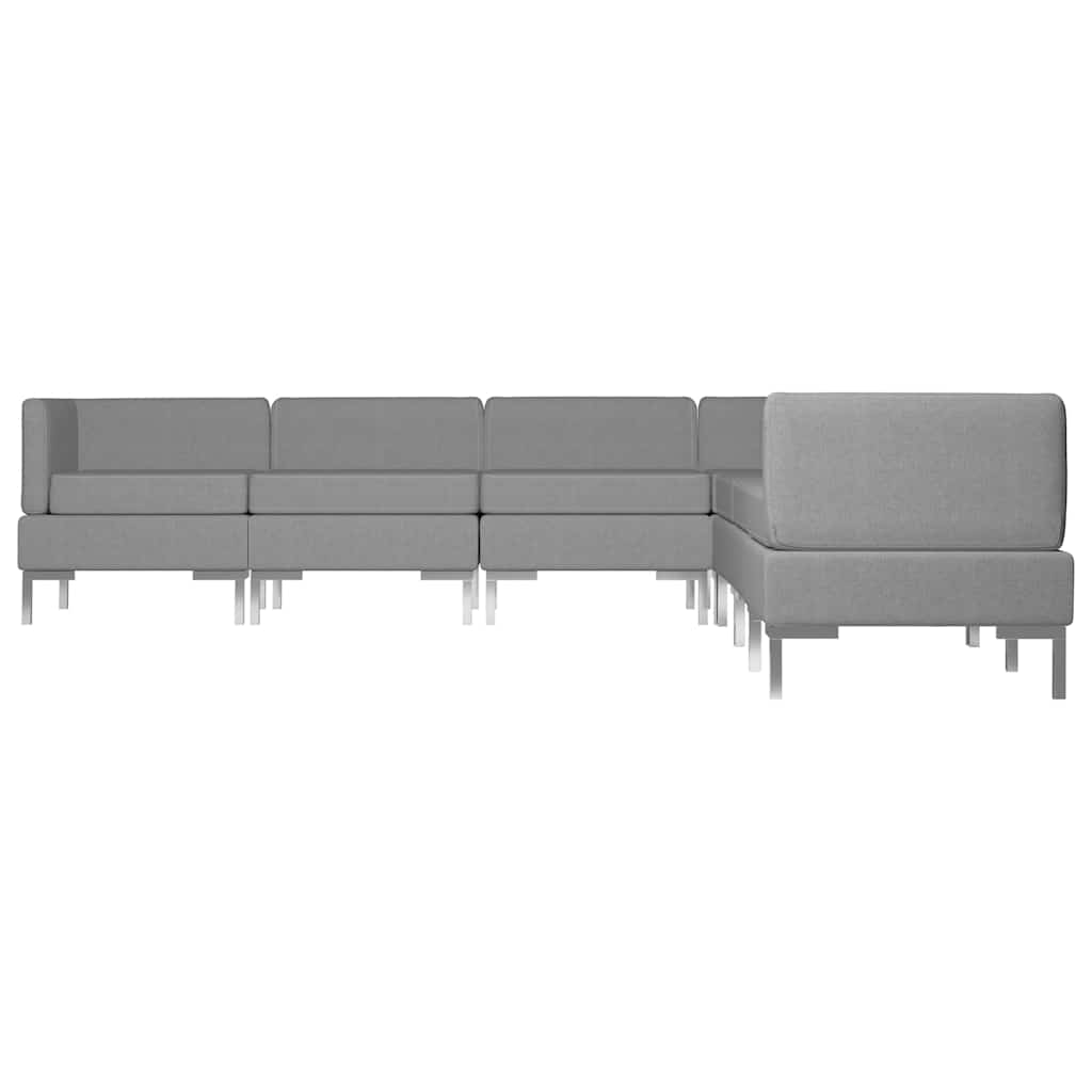 7 Piece Sofa Set Fabric Light Grey