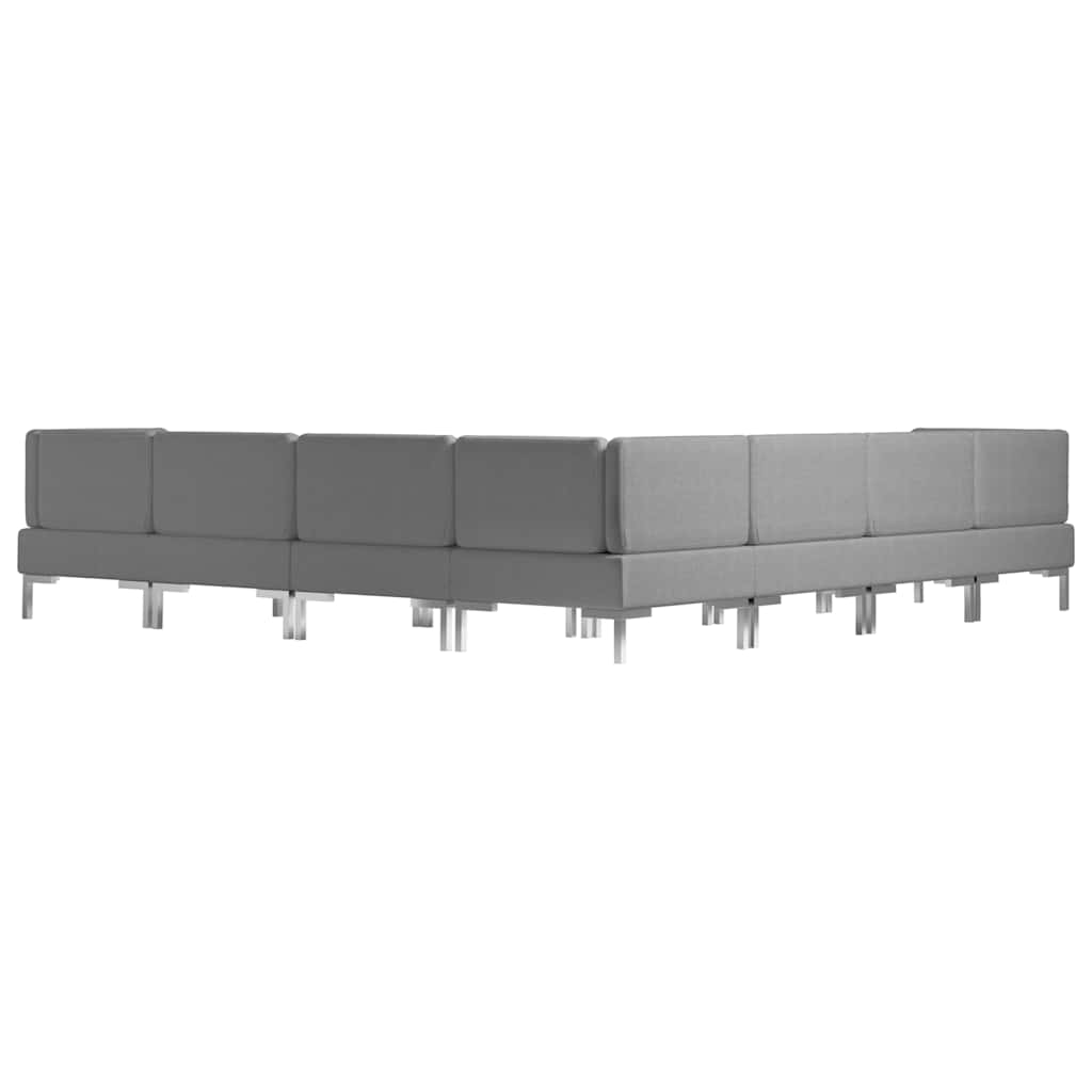 7 Piece Sofa Set Fabric Light Grey