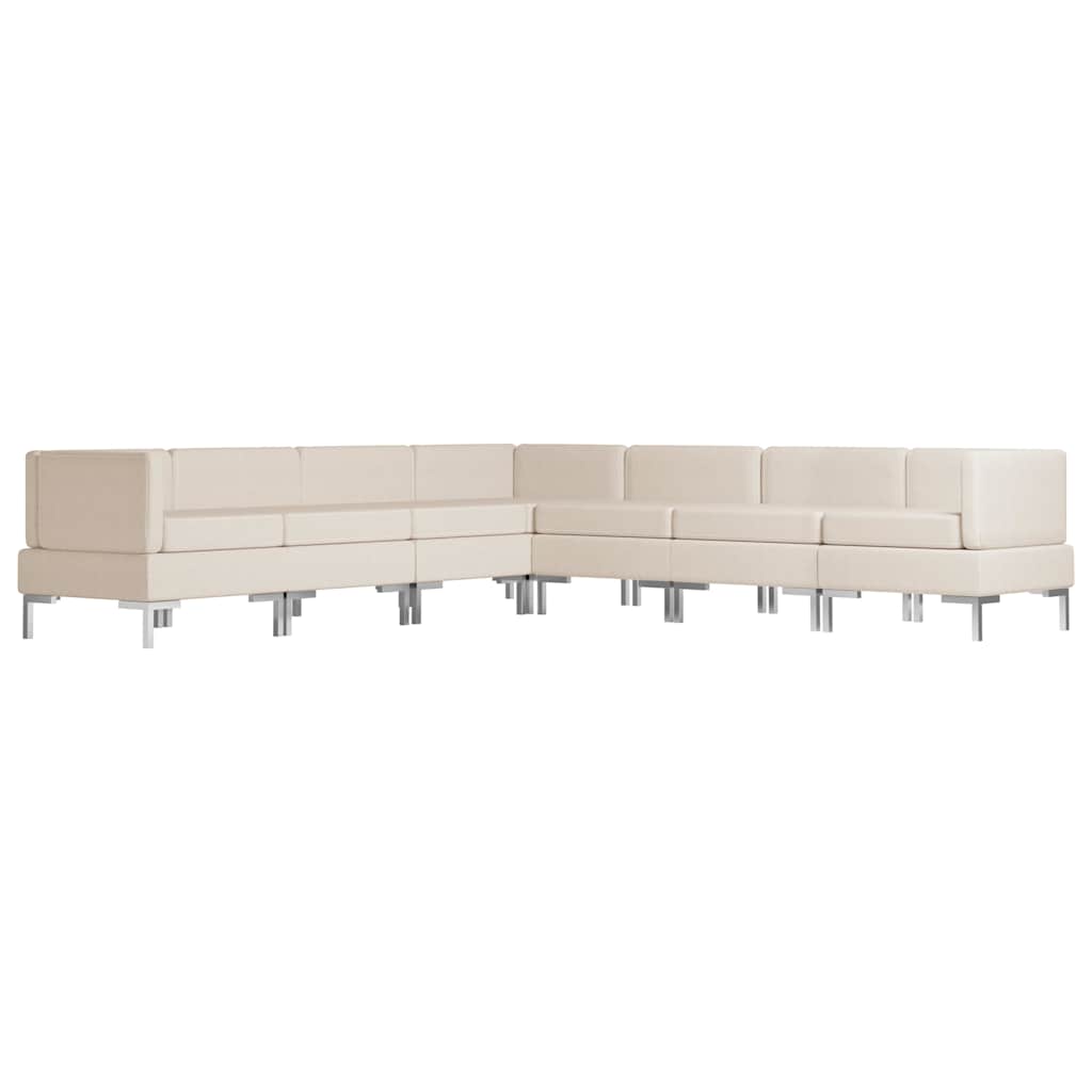 7 Piece Sofa Set Fabric Cream