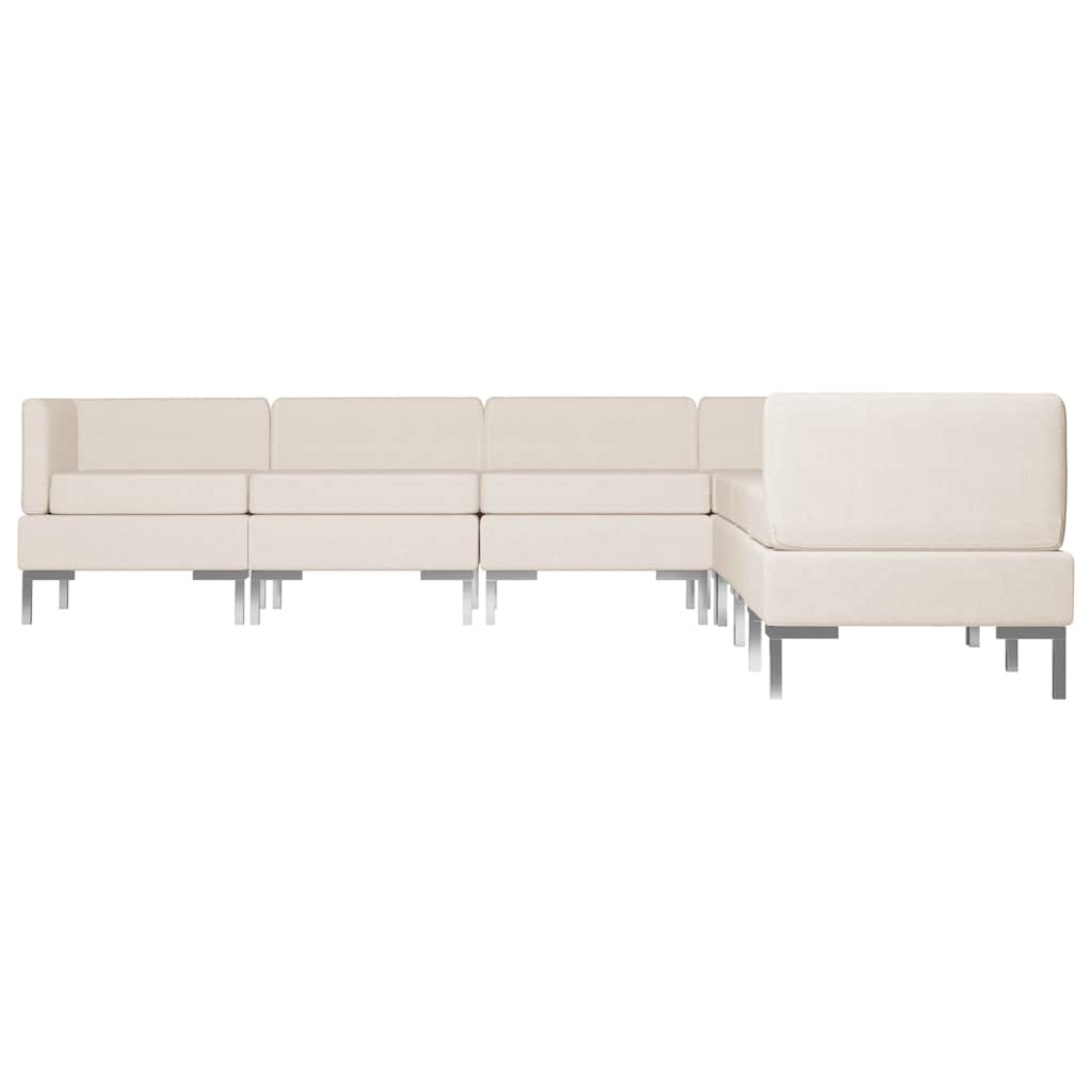 7 Piece Sofa Set Fabric Cream