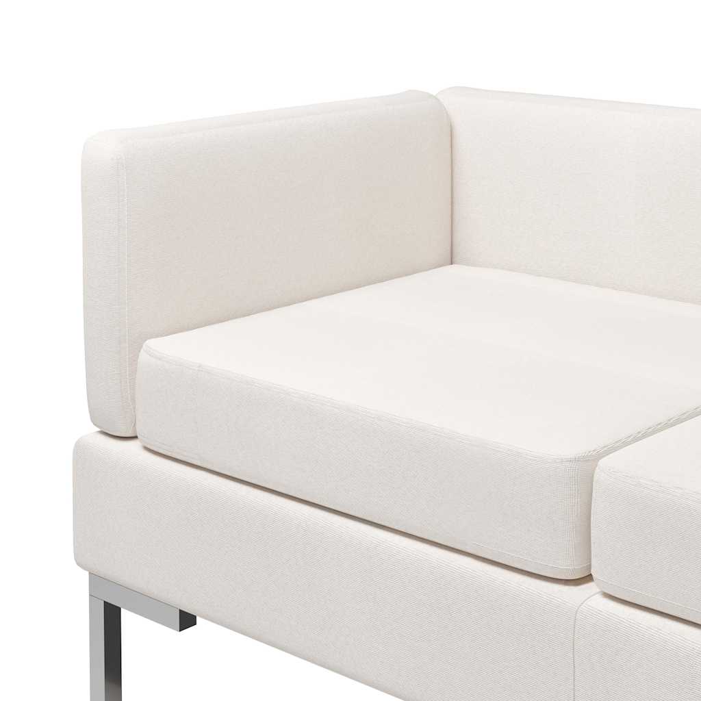 7 Piece Sofa Set Fabric Cream