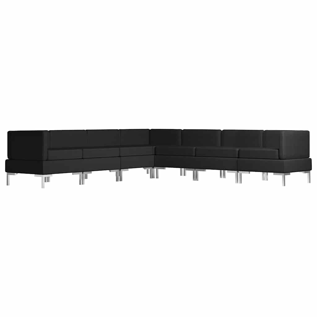 7 Piece Sofa Set Fabric Black