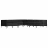 7 Piece Sofa Set Fabric Black
