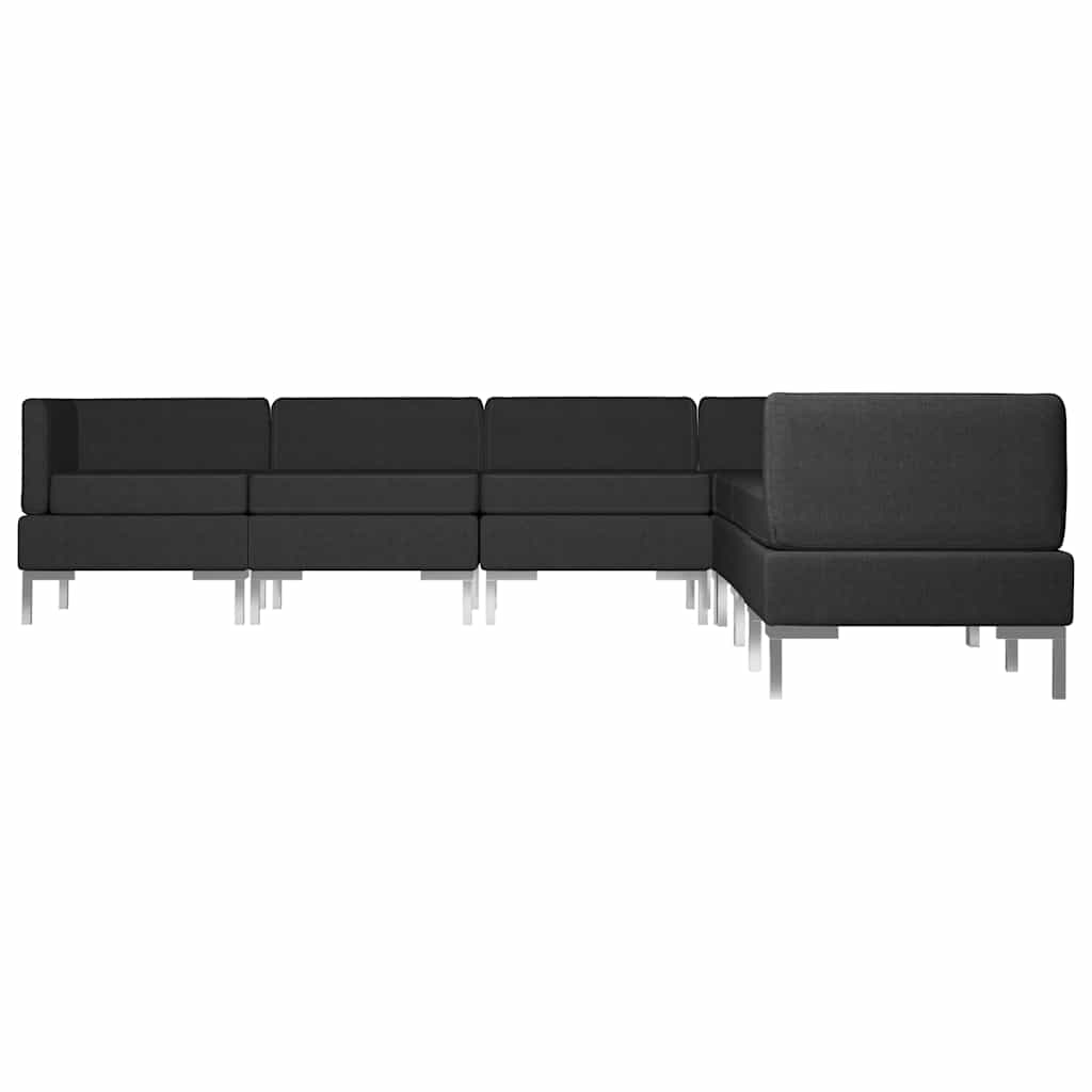 7 Piece Sofa Set Fabric Black