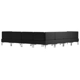 7 Piece Sofa Set Fabric Black
