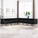 7 Piece Sofa Set Fabric Black