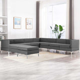 9 Piece Sofa Set Fabric Dark Grey - Side View