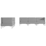 7 Piece Sofa Set Fabric Light Grey