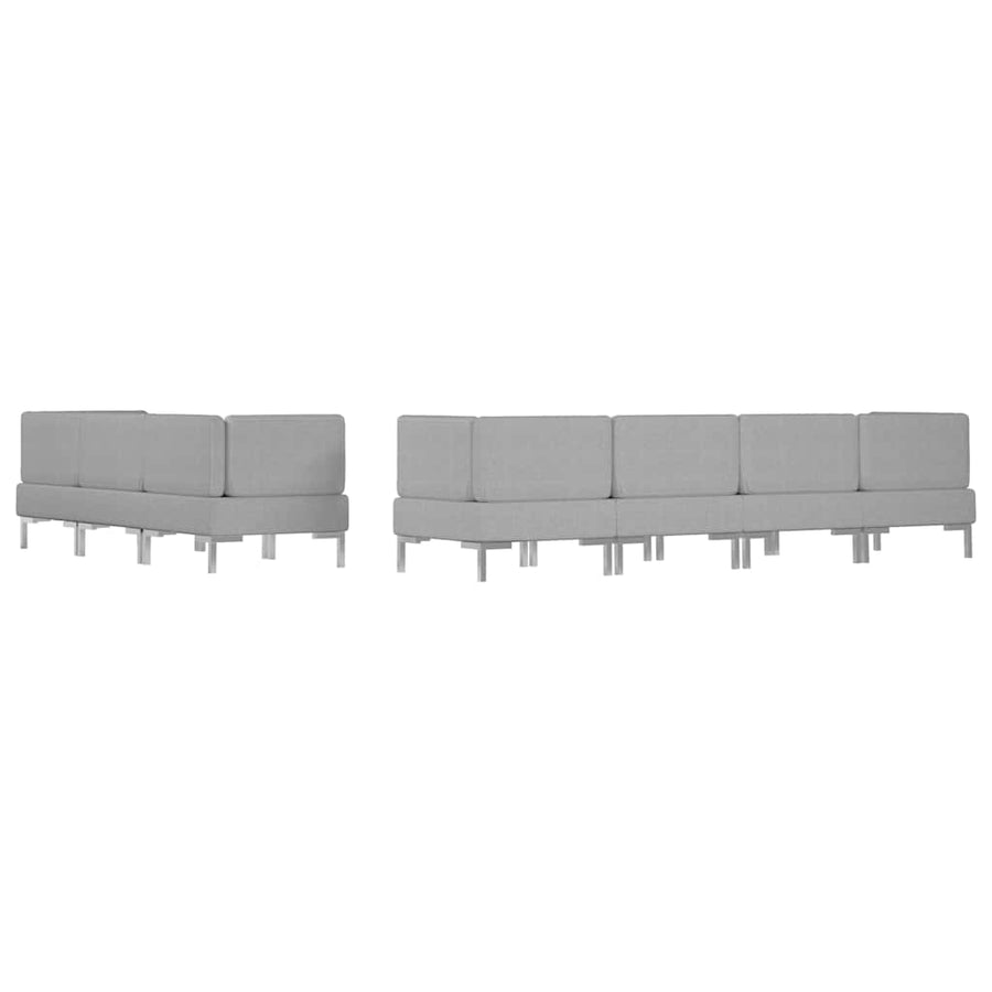 7 Piece Sofa Set Fabric Light Grey