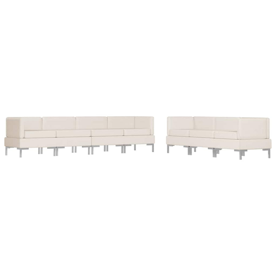 7 Piece Sofa Set Fabric Cream