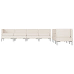 7 Piece Sofa Set Fabric Cream