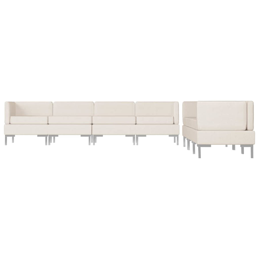 7 Piece Sofa Set Fabric Cream